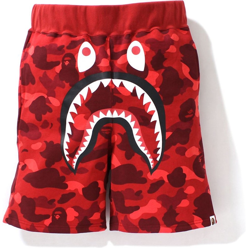 BAPE Color Camo Shark Sweat Shorts Red
