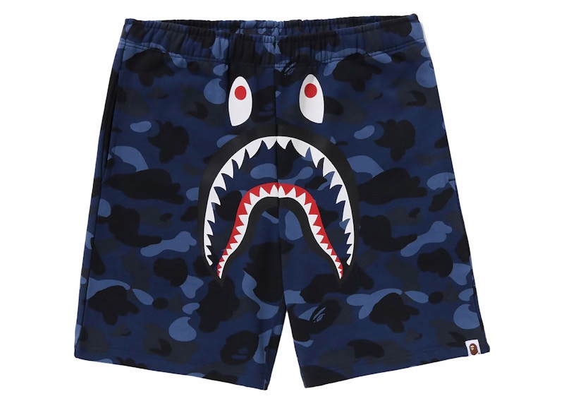BAPE Color Camo Shark Sweat Shorts (SS24) Navy