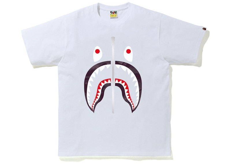 BAPE Color Camo Shark Tee White/Burgundy