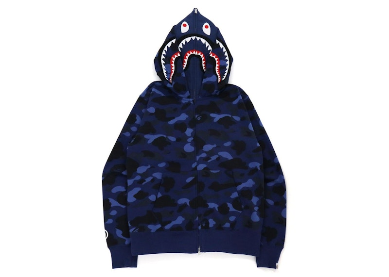 BAPE Color Camo Shark Wide Fit Full Zip Double Hoodie Navy