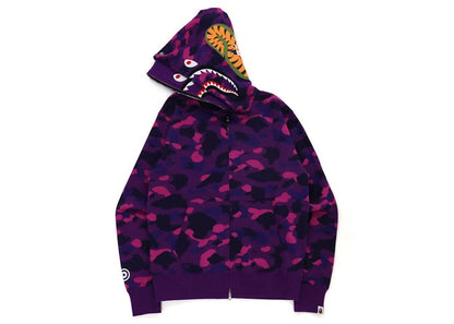 BAPE Color Camo Shark Wide Fit Full Zip Double Hoodie Purple