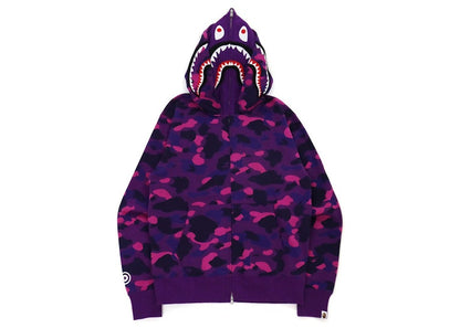 BAPE Color Camo Shark Wide Fit Full Zip Double Hoodie Purple