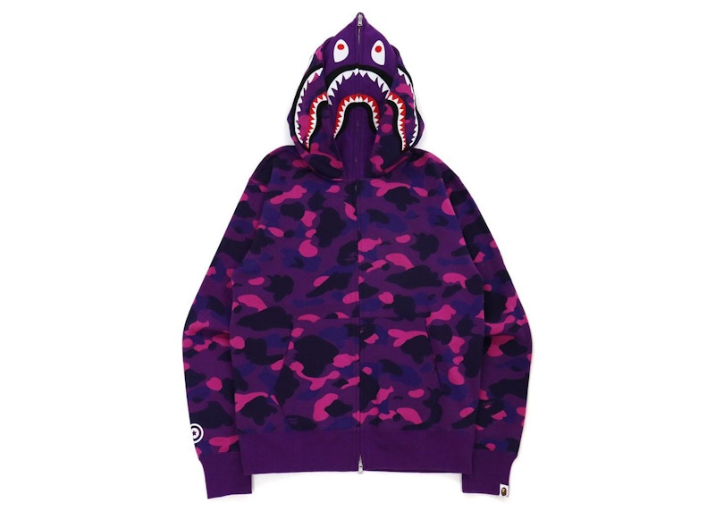 BAPE Color Camo Shark Wide Fit Full Zip Double Hoodie Purple