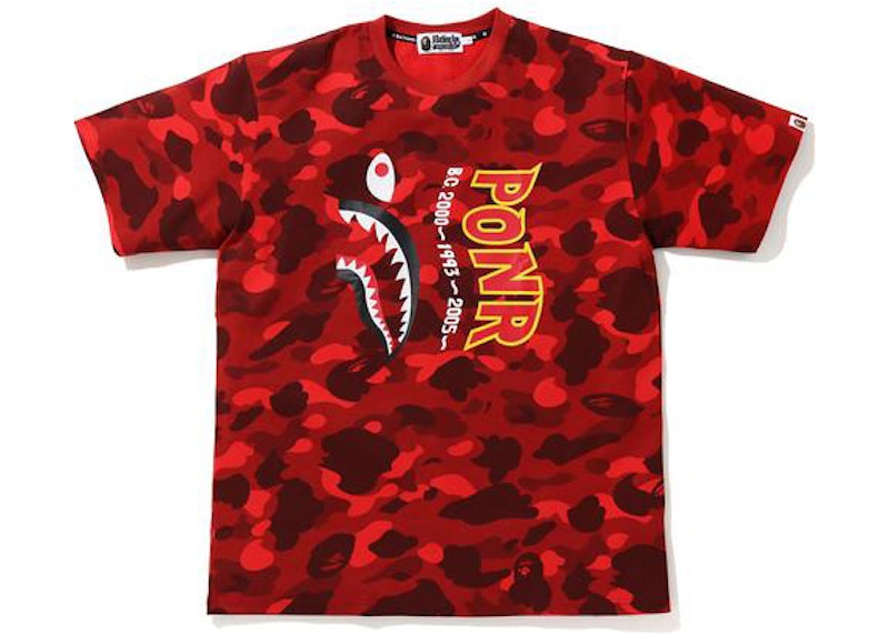 BAPE Color Camo Shark Wide Tee Red