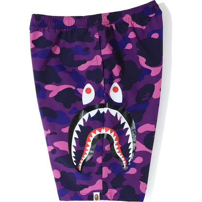 BAPE Color Camo Side Shark Beach Shorts Purple
