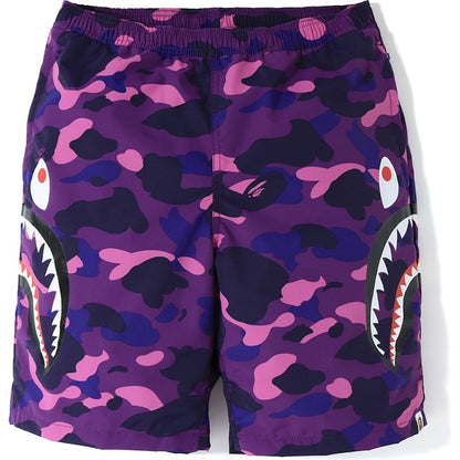 BAPE Color Camo Side Shark Beach Shorts Purple