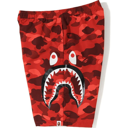 BAPE Color Camo Side Shark Beach Shorts Red