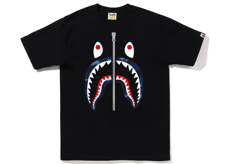 BAPE Color Camo Silver Zip Shark Tee (SS23) Black Navy