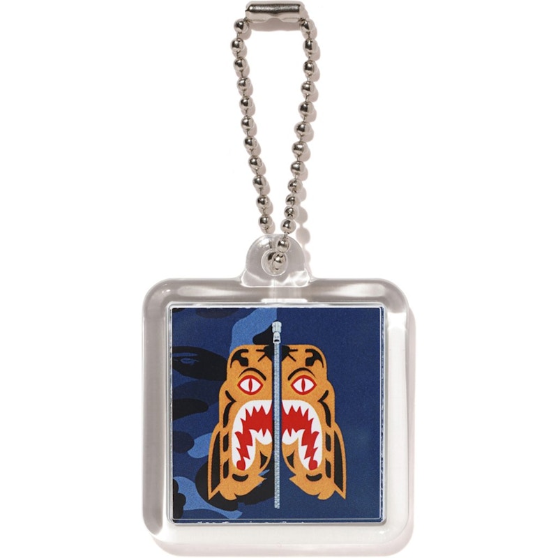 BAPE Color Camo Tiger Keychain Blue