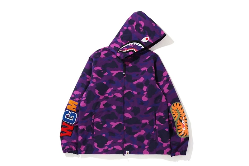 BAPE Color Camo WGM Shark Hoodie Jacket Purple