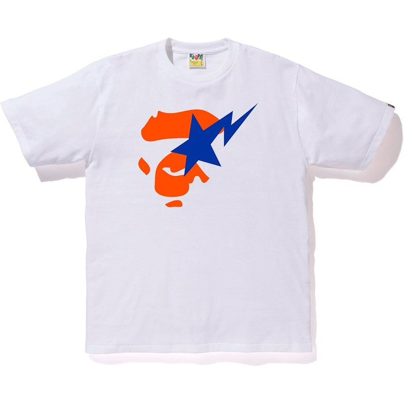 BAPE Colors Ape Face On Bapesta Tee White/Orange