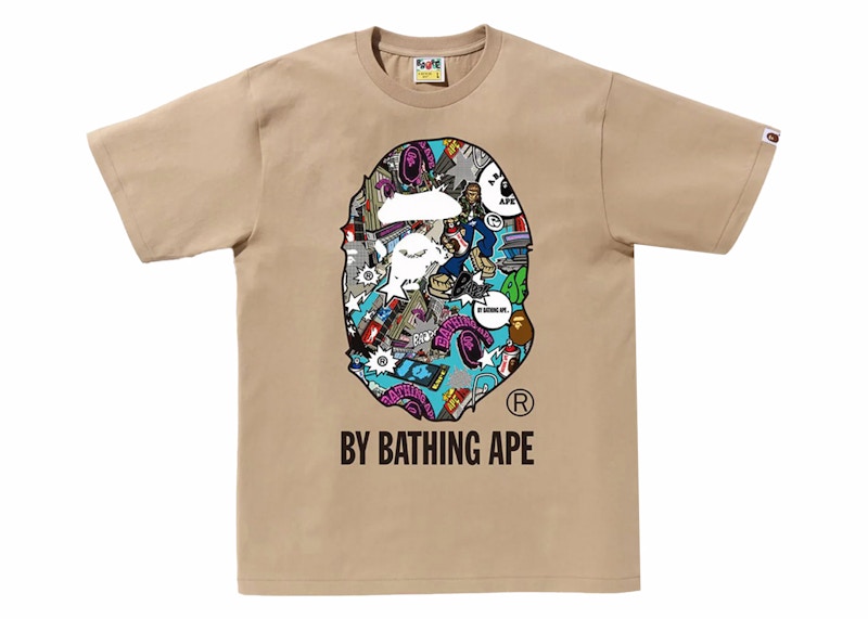BAPE Comic Art Ape Head Tee Beige