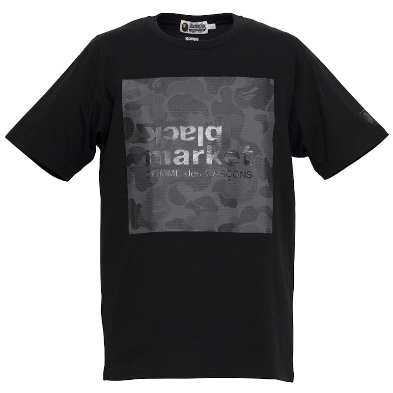 BAPE Comme des Garcons Black Market ABC Camo Box Logo Tee Black