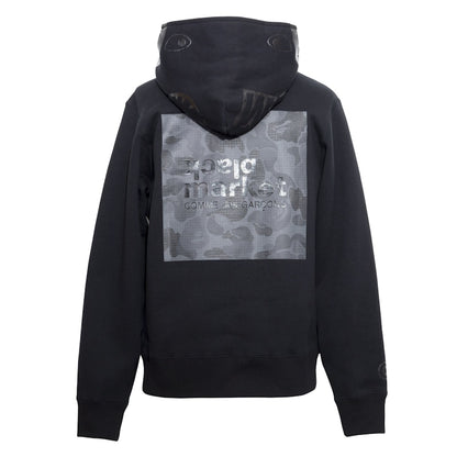 BAPE Comme des Garcons Black Market Shark Pullover Hoodie Black