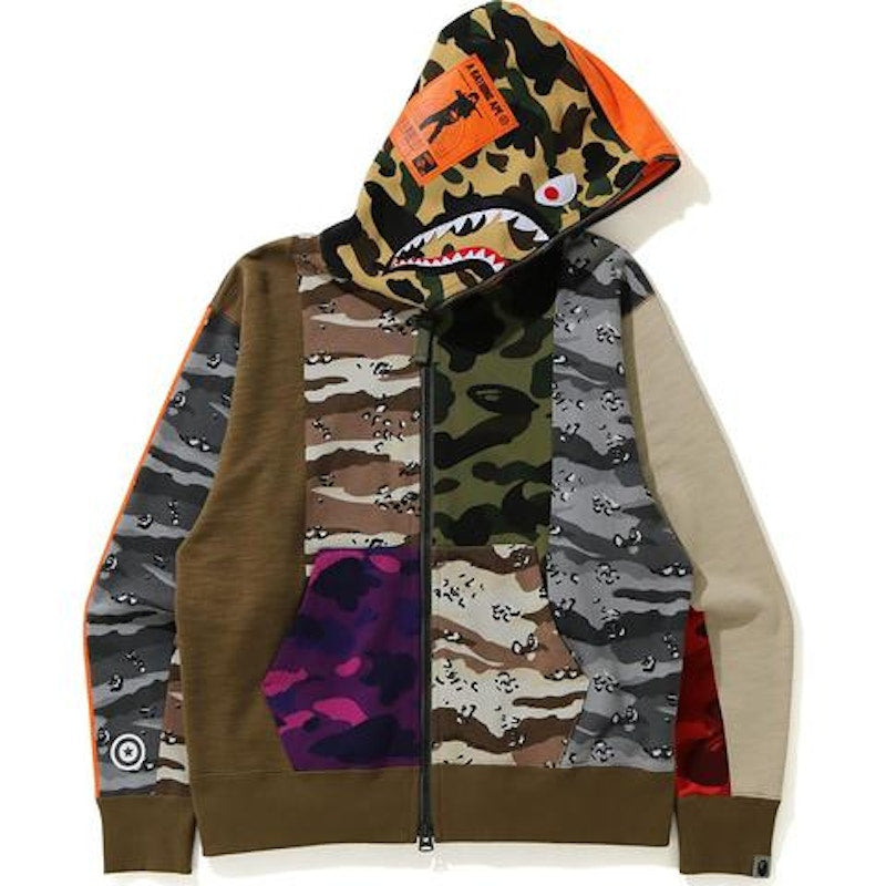 BAPE Crazy Camo Mad Shark Relaxed Full Zip Hoodie Multi