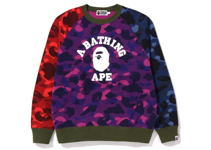 BAPE Crazy Camo Relaxed Fit College Crewneck Multicolor