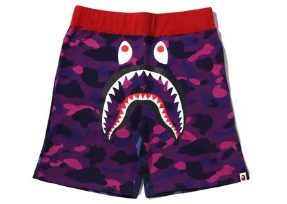 BAPE Crazy Camo Shark Sweat Shorts Purple