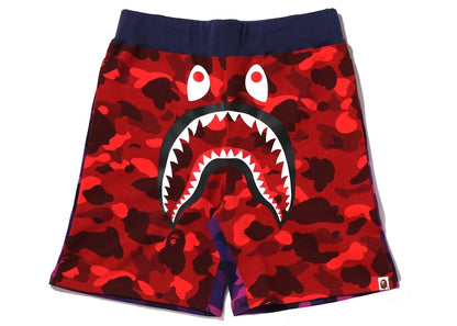 BAPE Crazy Camo Shark Sweat Shorts Red