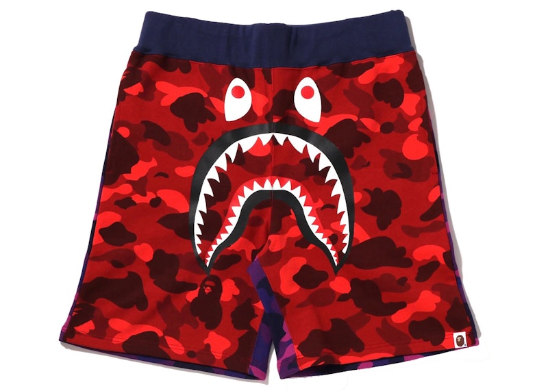 BAPE Crazy Camo Shark Sweat Shorts Red