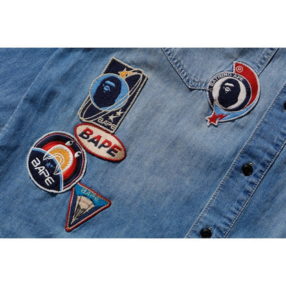 BAPE Crazy Patch Denim Shirt Indigo