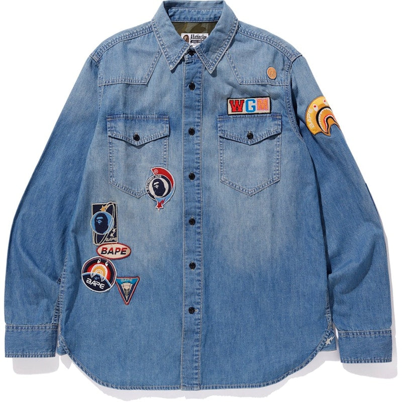 BAPE Crazy Patch Denim Shirt Indigo