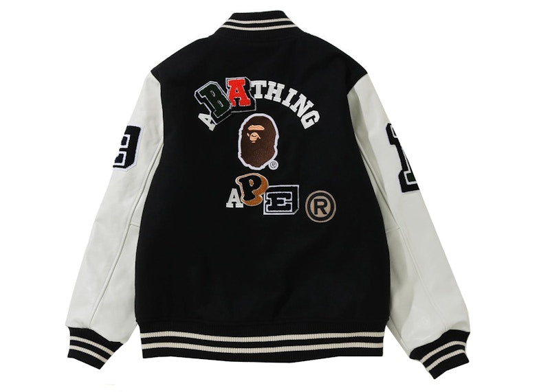 BAPE Crazy Patch Varsity Jacket Black