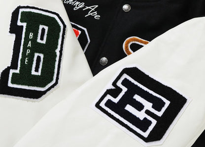 BAPE Crazy Patch Varsity Jacket Black