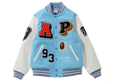 BAPE Crazy Patch Varsity Jacket Sax