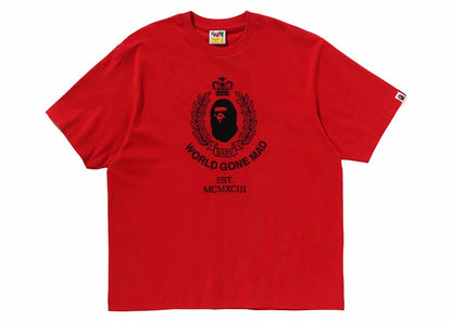 BAPE Crest College Logo Relaxed Fit Tee Red