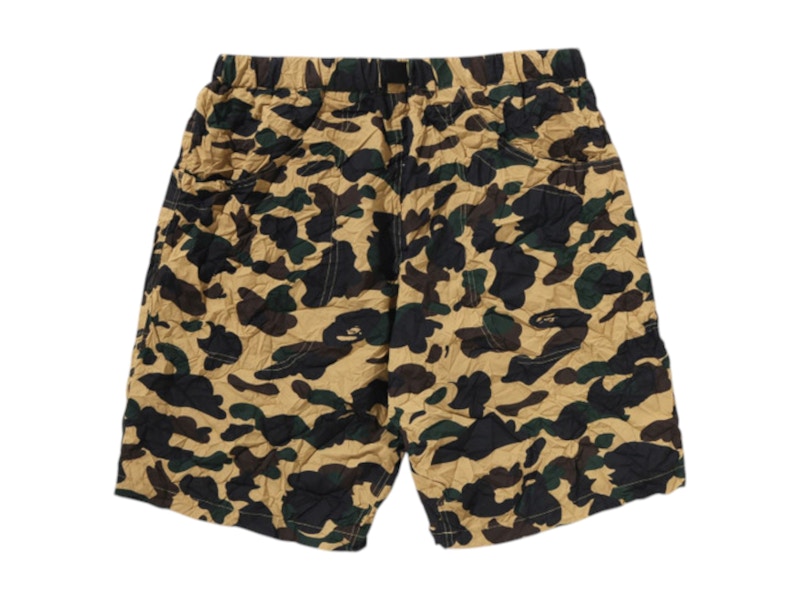 BAPE Crinkle Effect 1st Camo Regular Fit Climbing Shorts Yellow