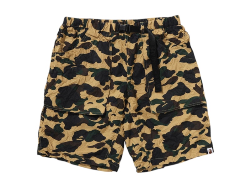 BAPE Crinkle Effect 1st Camo Regular Fit Climbing Shorts Yellow