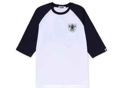 BAPE Crossbone Emblem Raglan 3/4 Sleeve Tee White Navy