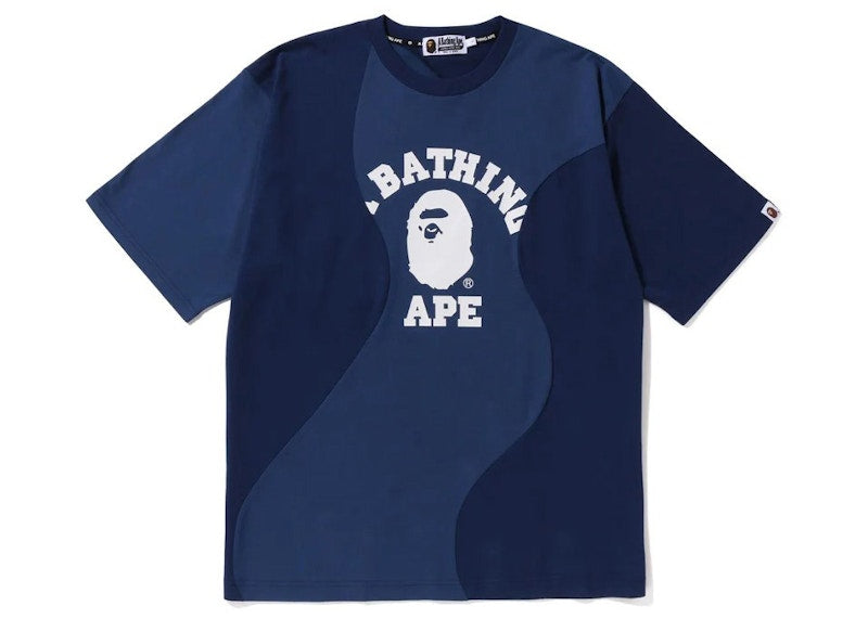BAPE Cutting College Relaxed Fit Tee Navy