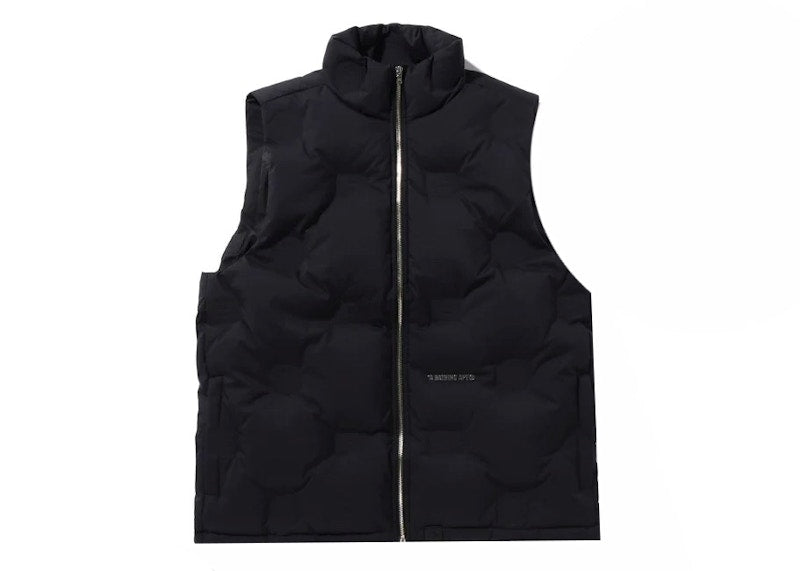 BAPE Debossed Monogram Puffer Down Vest Black