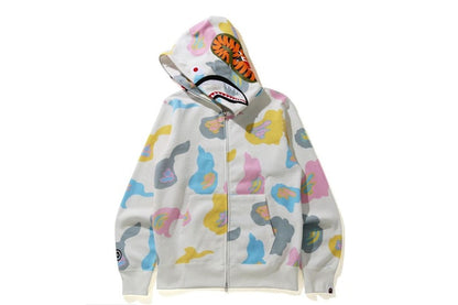 BAPE Def Camo Shark Full Zip Hoodie White