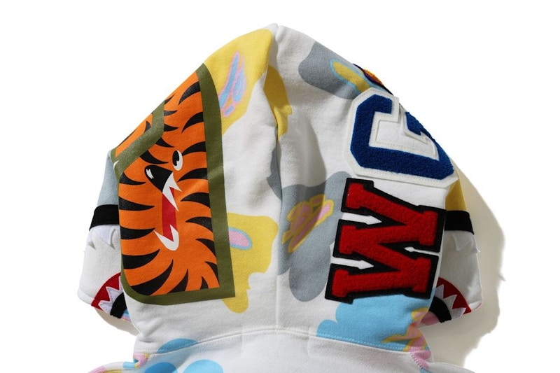 BAPE Def Camo Shark Full Zip Hoodie White