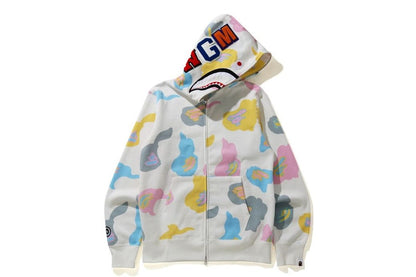 BAPE Def Camo Shark Full Zip Hoodie White