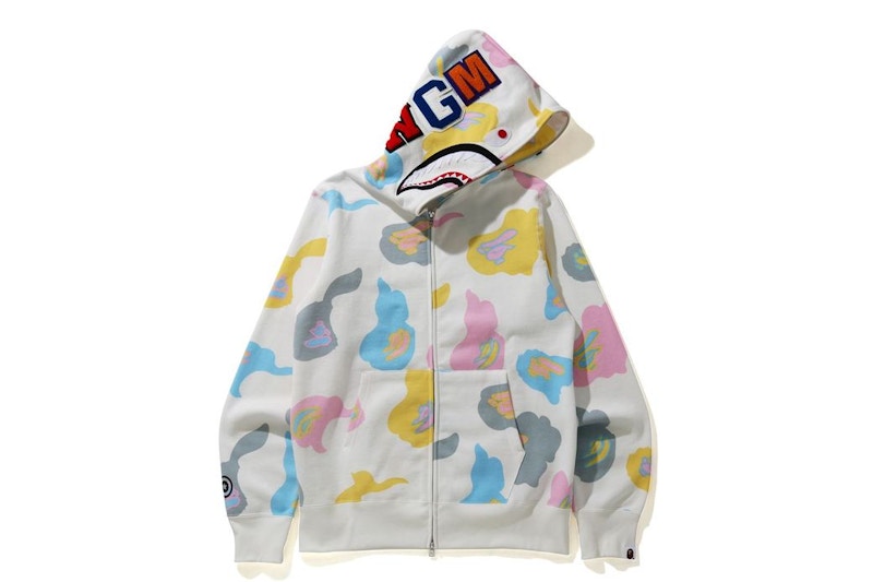 BAPE Def Camo Shark Full Zip Hoodie White