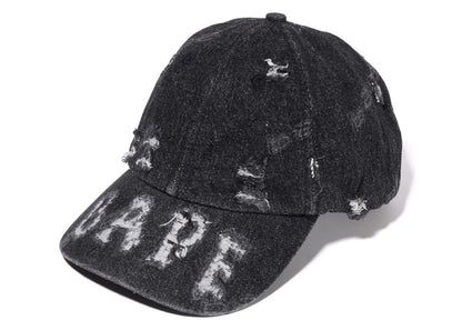 BAPE Denim Distressed Logo Cap Black