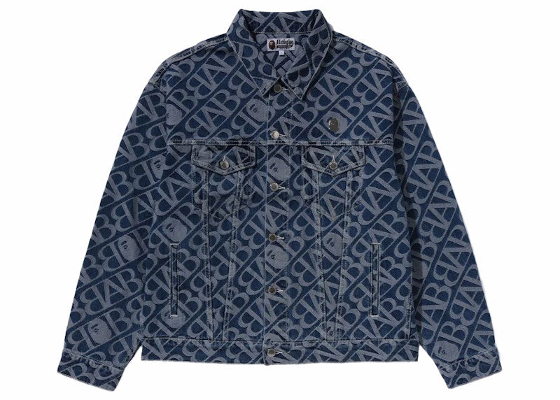 BAPE Denim Monogram Metal One Point Jacket Blue