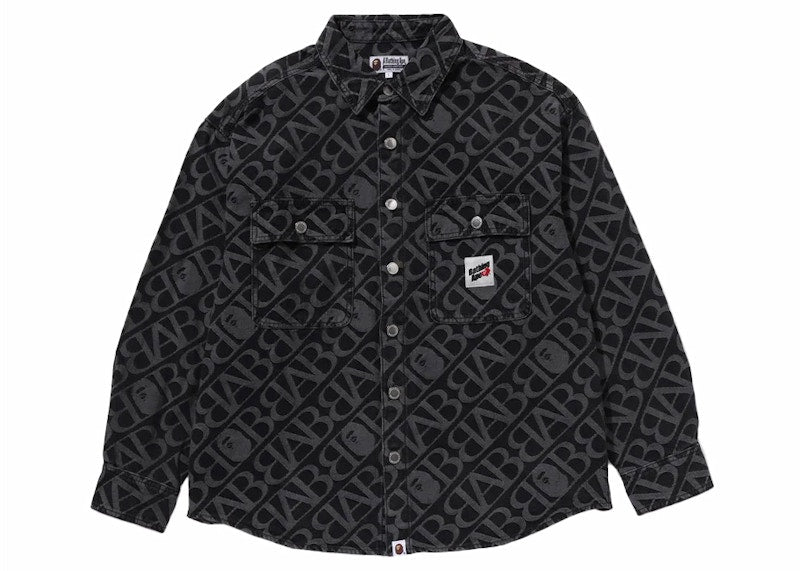 BAPE Denim Monogram Metal One Point Shirt Black