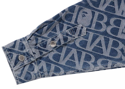 BAPE Denim Monogram Metal One Point Shirt Blue