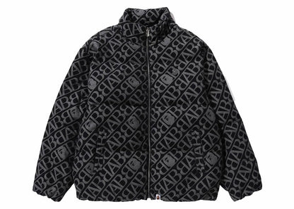 BAPE Denim Monogram Puffer Down Jacket Black