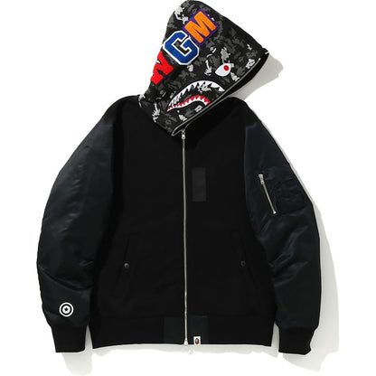 BAPE Digital Camo Military Shark Full Zip Hoodie Black