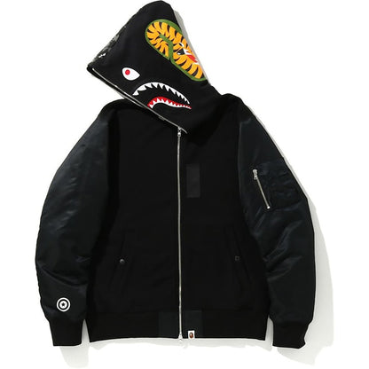 BAPE Digital Camo Military Shark Full Zip Hoodie Black
