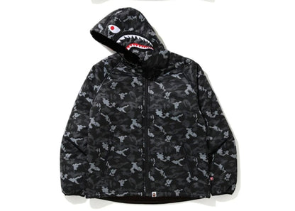 BAPE Digital Camo Shark Padded Hoodie Jacket Black