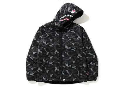 BAPE Digital Camo Shark Padded Hoodie Jacket Black