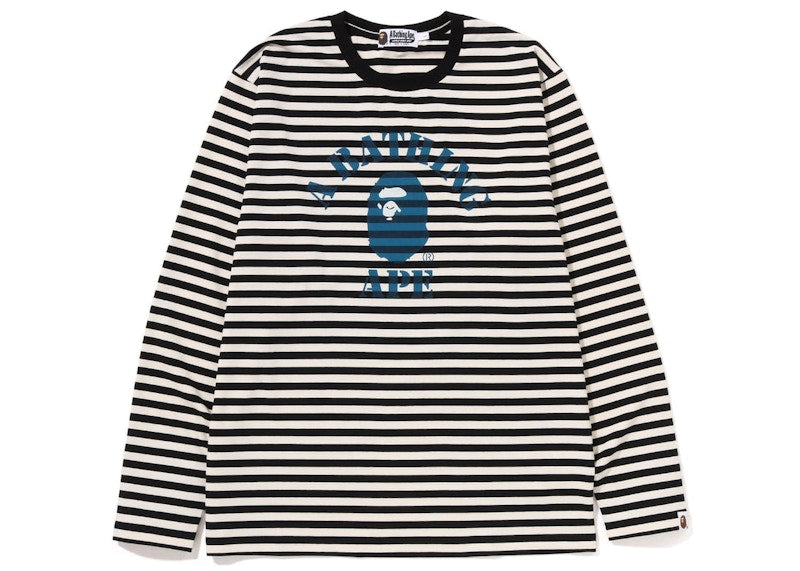 BAPE Discharge College Hoop L/S Tee White