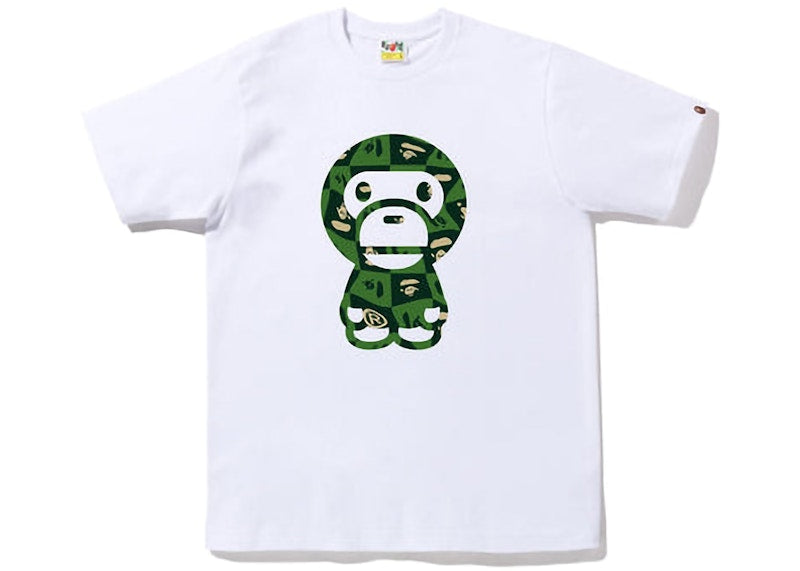 BAPE Distortion Big Baby Milo Tee White Green