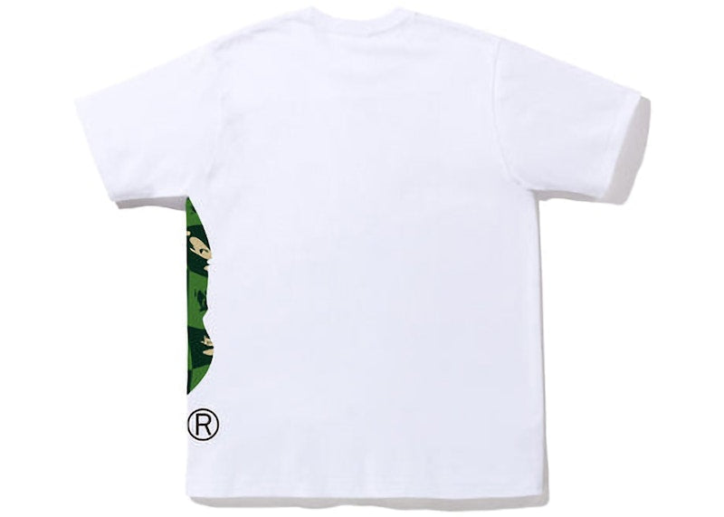 BAPE Distortion Side Big Ape Head Tee White Green